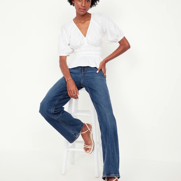 Old navy smocked v neck peplum top white - Picture 3 of 9